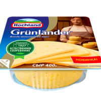 Сыр полутвердый HOCHLAND Grunlander 50%, без змж, 400г, Россия, 400 г